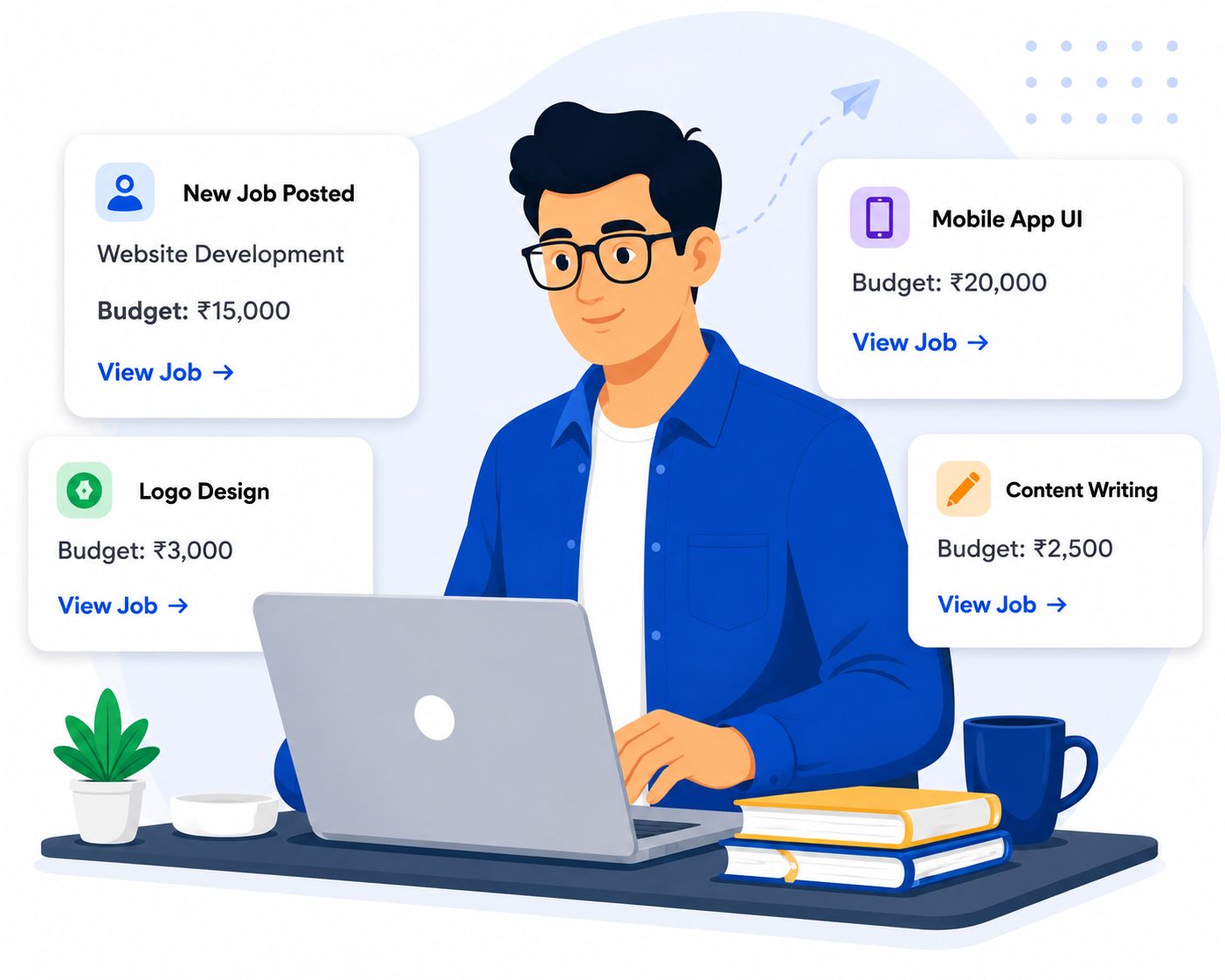 Freelancer working on laptop